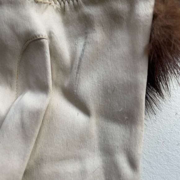 VINTAGE Kay Fuchs white dress gloves mink accents & mink stole wrap real fur - Picture 5 of 9